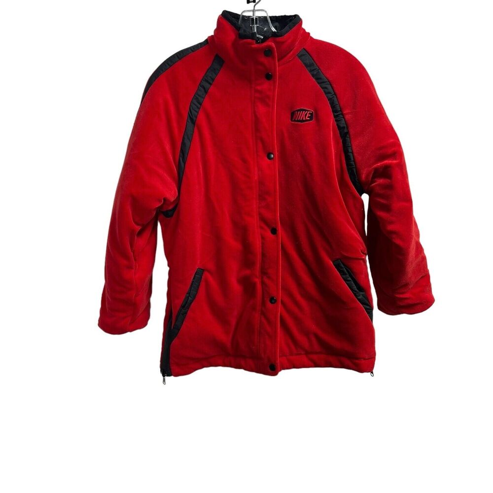 Vintage Nike Boys Reversible Jacket Size Large 14/16 Red Black Water Repellent